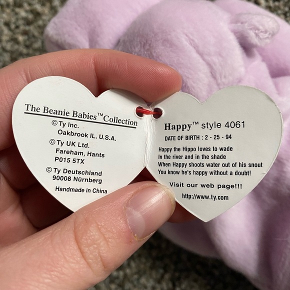 Happy the hippo Beanie Baby - Picture 4 of 4